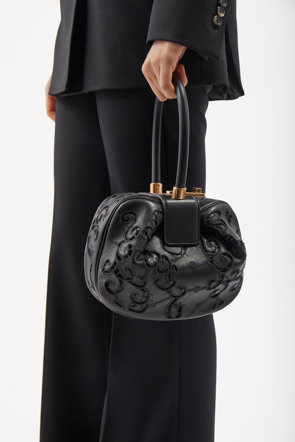Nina Lace Bag in Black Nappa Leather