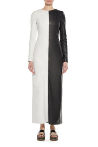 Currie Dress in Black & White Nappa Leather