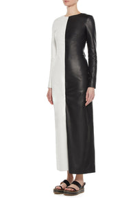 Currie Dress in Black & White Nappa Leather