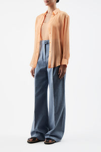Ferrara Shirt in Fluorescent Orange Cashmere Silk Gauze