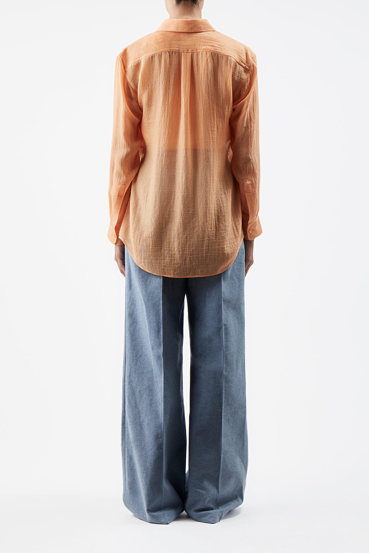 Ferrara Shirt in Fluorescent Orange Cashmere Silk Gauze
