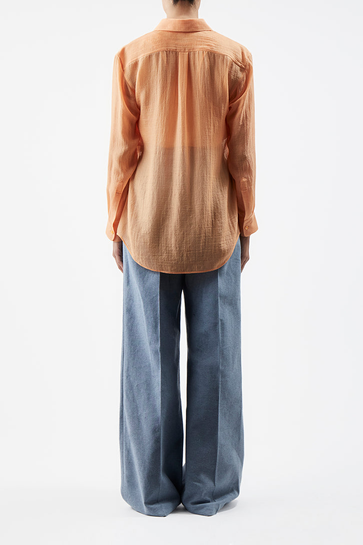 Ferrara Shirt in Fluorescent Orange Cashmere Silk Gauze