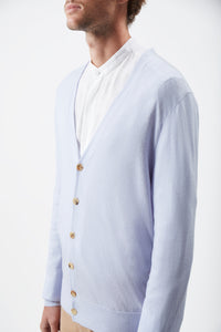 Duke Knit Cardigan in Halogen Blue Cashmere