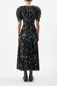 Peggy Dress in Black & White Printed Silk Twill