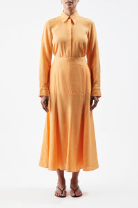 Cruz Shirt in Fluorescent Orange Aloe Linen