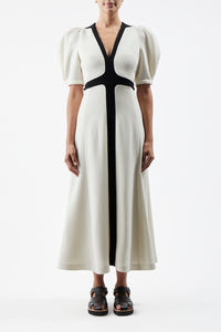 Luz Dress in Ivory Virgin Wool Crepe