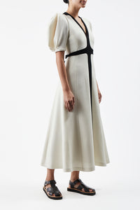 Luz Dress in Ivory Virgin Wool Crepe