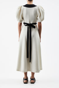 Luz Dress in Ivory Virgin Wool Crepe