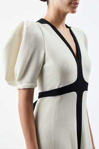 Luz Dress in Ivory Virgin Wool Crepe