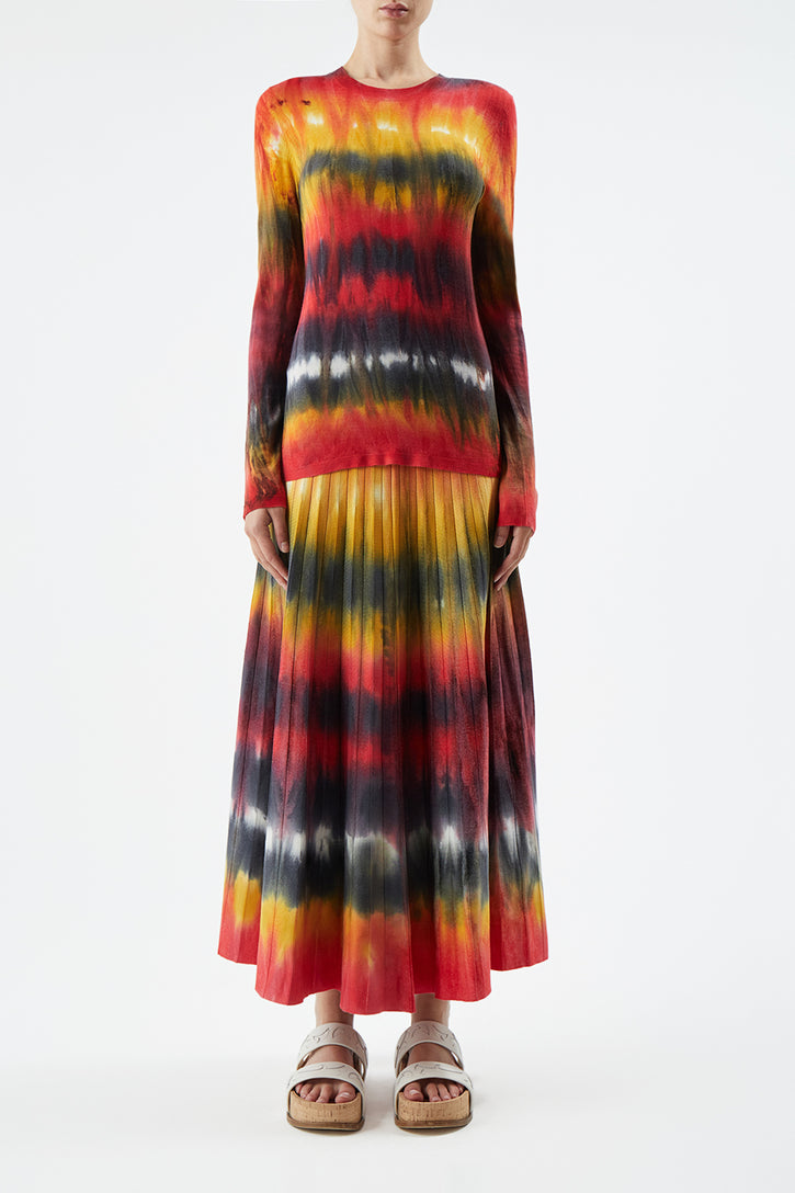 Miller Knit Sweater in Fire Tie Dye Cashmere