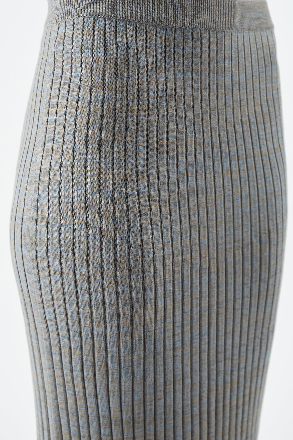 Conti Knit Midi Skirt in Light Blue Melange Cashmere