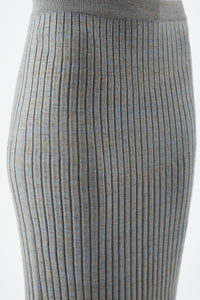Conti Knit Midi Skirt in Light Blue Melange Cashmere