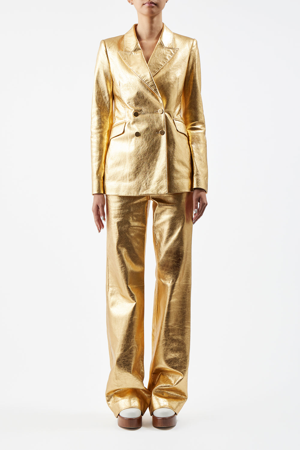 Angela Blazer in Gold Metallic Nappa Leather