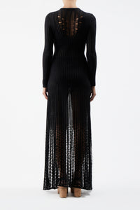 Maia Knit Dress in Black Shappe Silk
