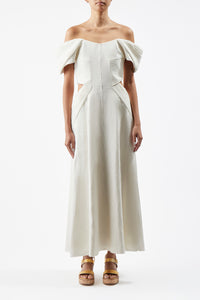 Erinna Dress in Ivory Textured Linen