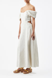Erinna Dress in Ivory Textured Linen