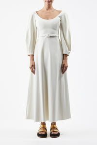 Mena Dress in Ivory Washed Silk