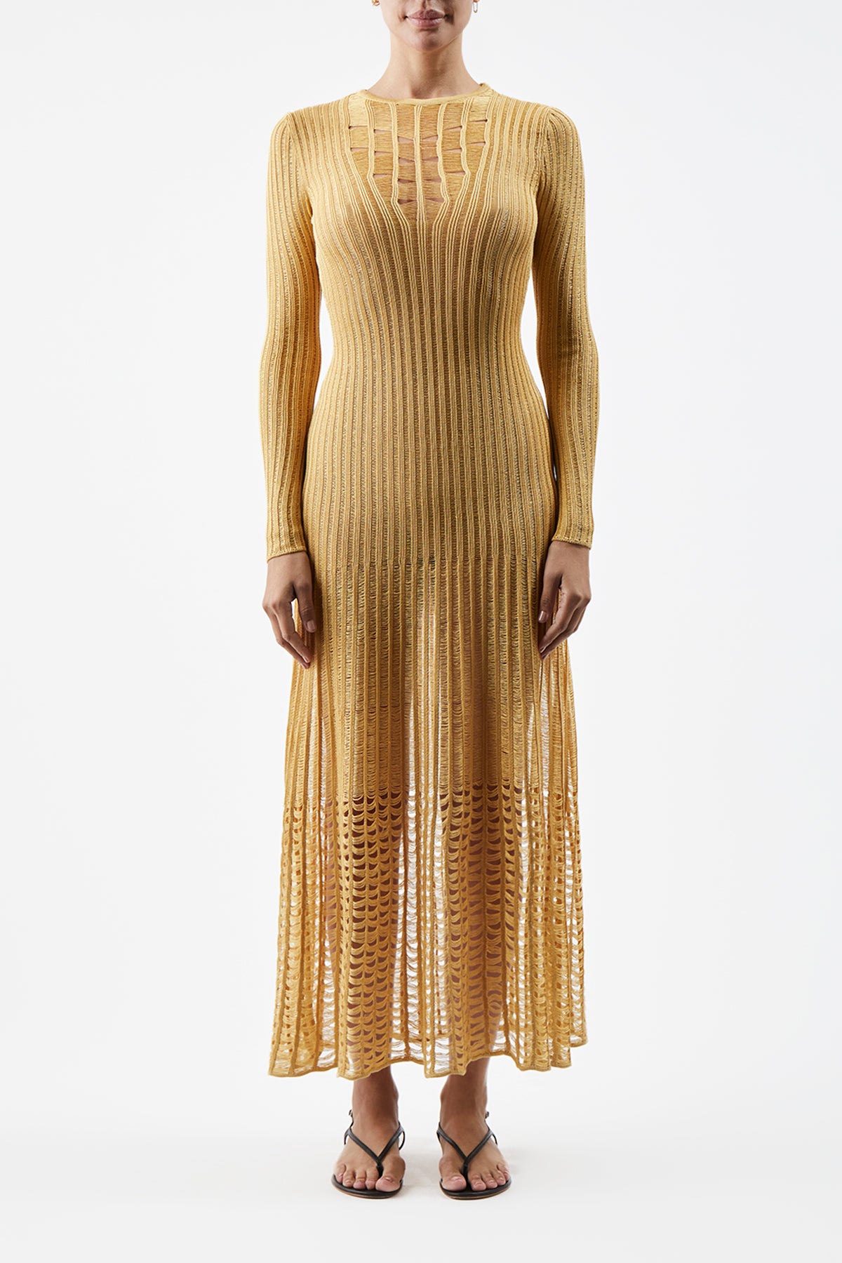 Maia Knit Dress in Gold Shappe Silk