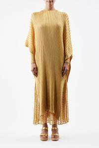 Taos Knit Poncho in Gold Silk