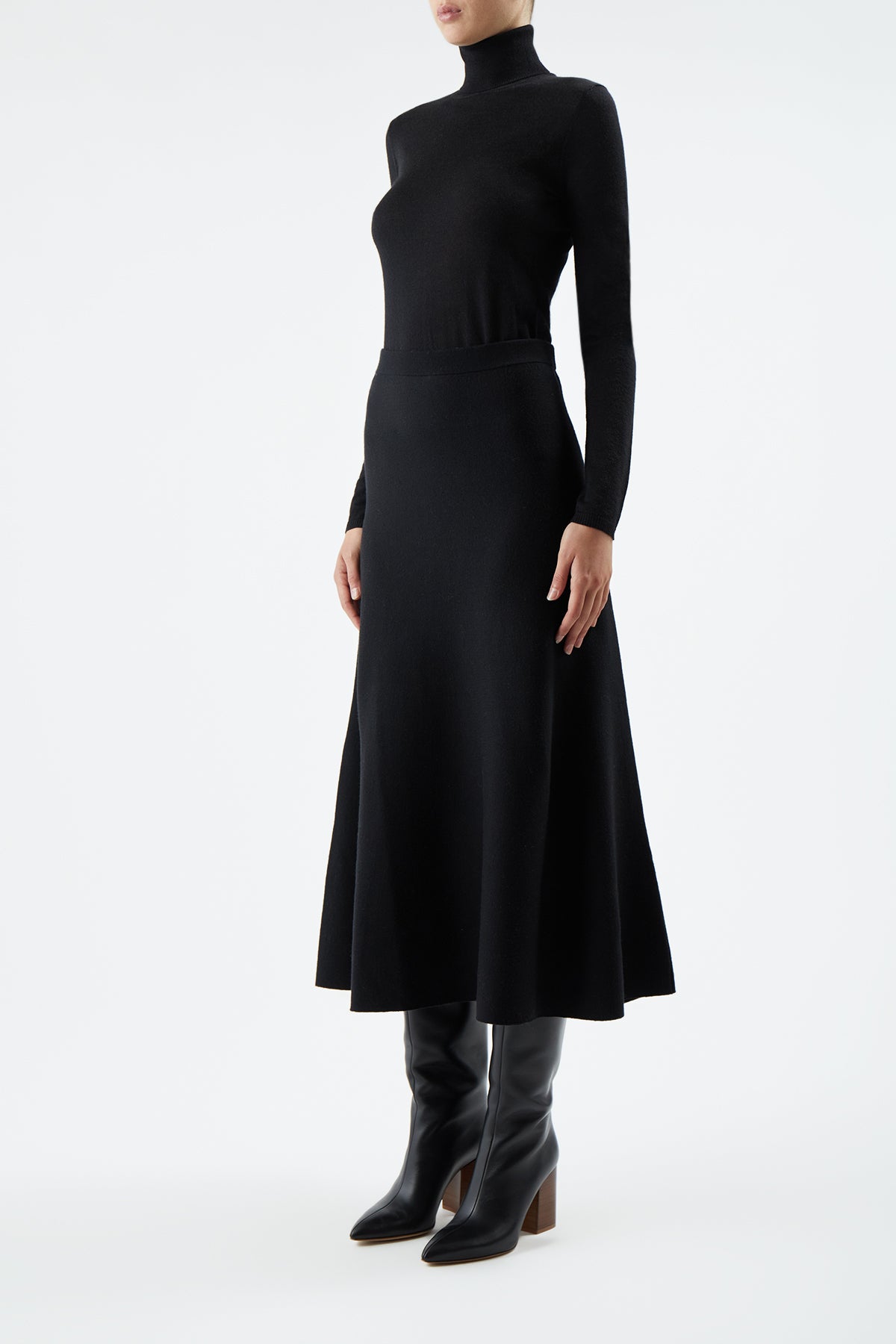 Women's Black Cashmere Wool Midi Skirt | Gabriela Hearst