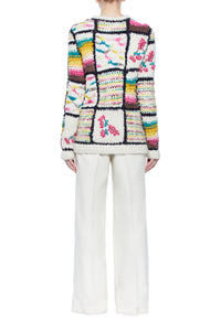 Lawrence Patchwork Knit Sweater in Ivory Multi Welfat Cashmere
