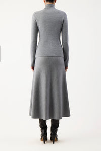 Freddie Knit Skirt in Heather Grey Cashmere Wool