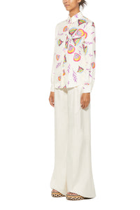 Henri Blouse in Multi Printed Silk Twill