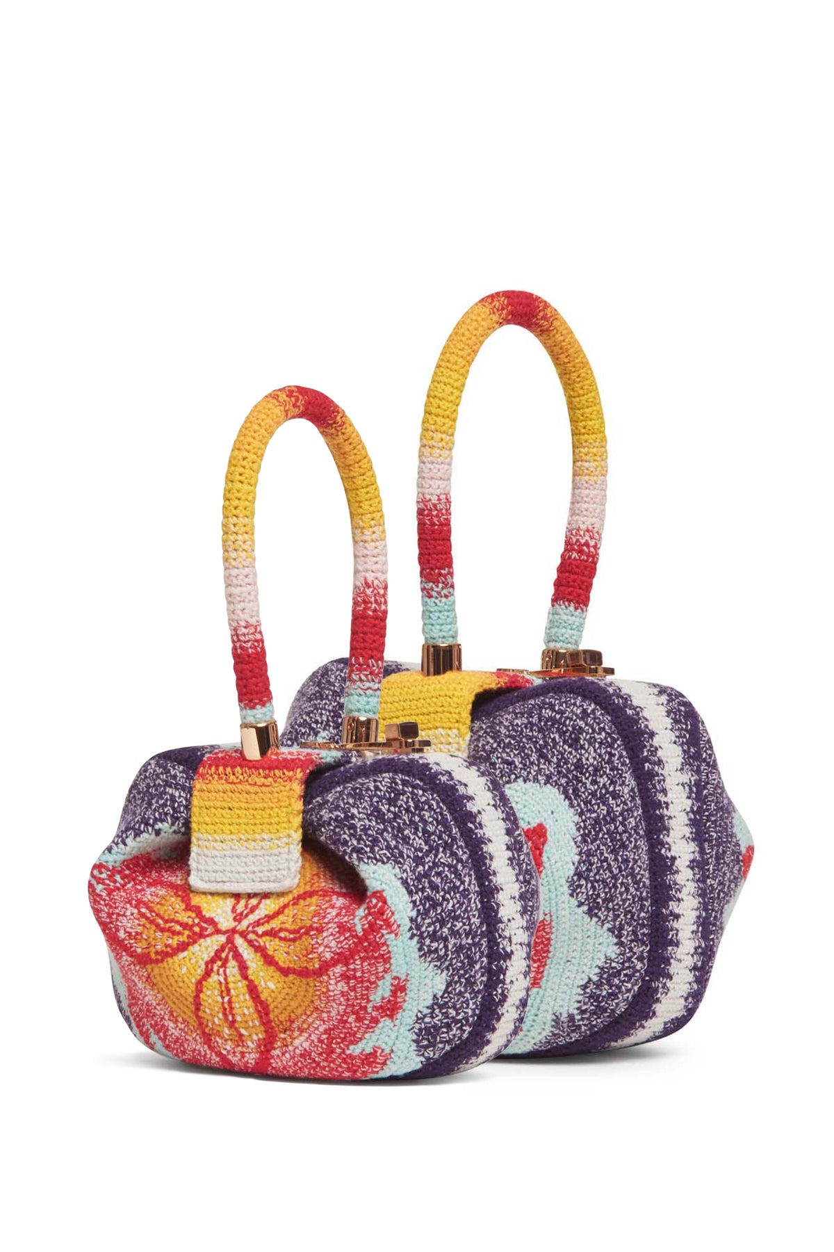 Nina Bag in Blue, Red & Orange Crochet