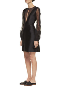 Henrietta Sheer Dress in Black Organza