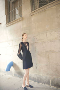 Henrietta Sheer Dress in Black Organza
