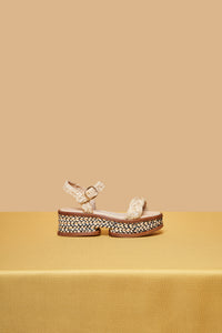 Michael Platform Sandal in Natural Raffia