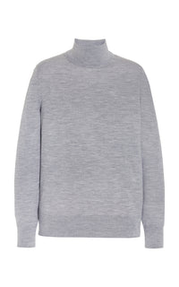 Jermaine Knit Turtleneck in Heather Grey Merino Wool