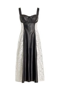 Abami Dress in Black & ivory Nappa Leather