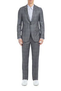 Damien Jacket in Blue & Grey Check Wool