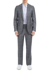 Damien Jacket in Blue & Grey Check Wool