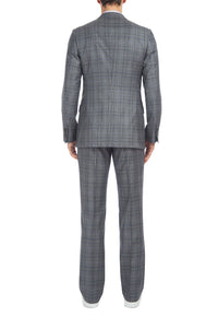 Damien Jacket in Blue & Grey Check Wool