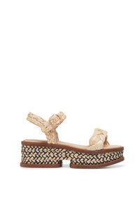 Michael Platform Sandal in Natural Raffia