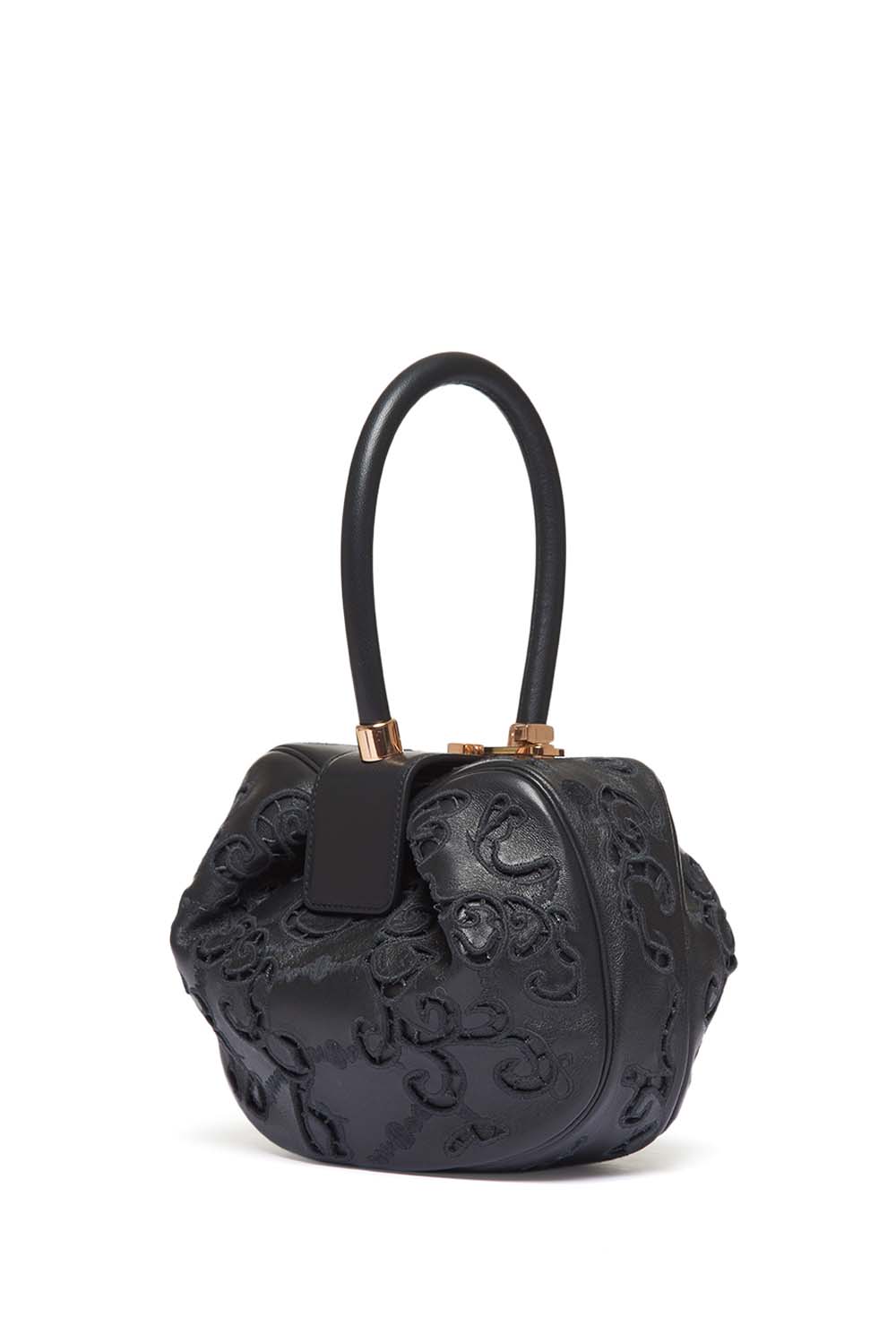 Nina Bag in Black Nappa Leather with Lace