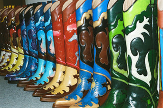 One-of-a-kind Hand-painted Leather Cowboy Boots by Artist Almudena Cañedo