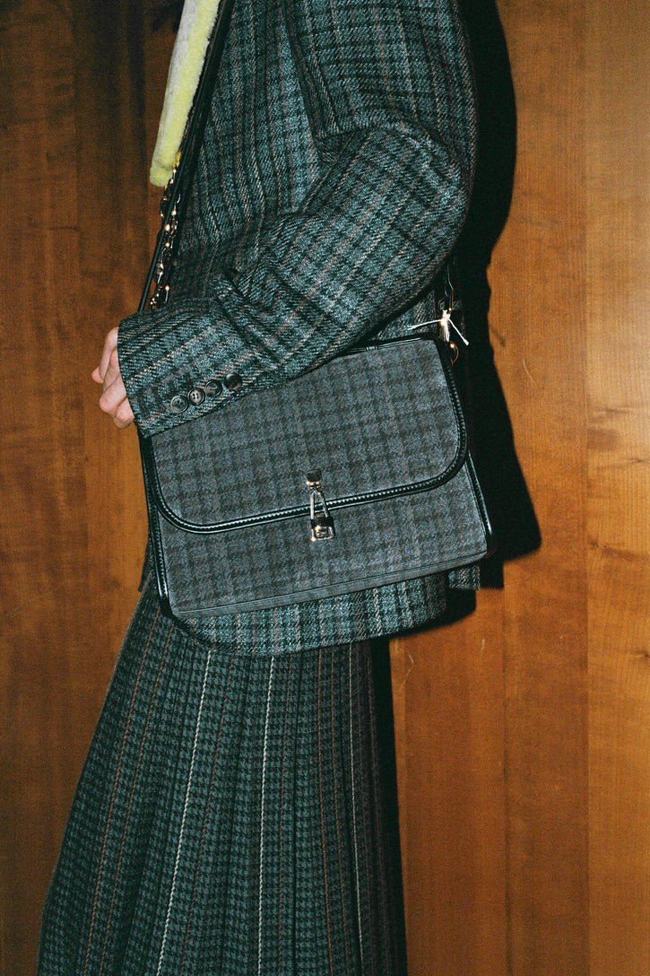 Prism Knit Skirt in Charcoal Multi Cashmere Silk Houndstooth