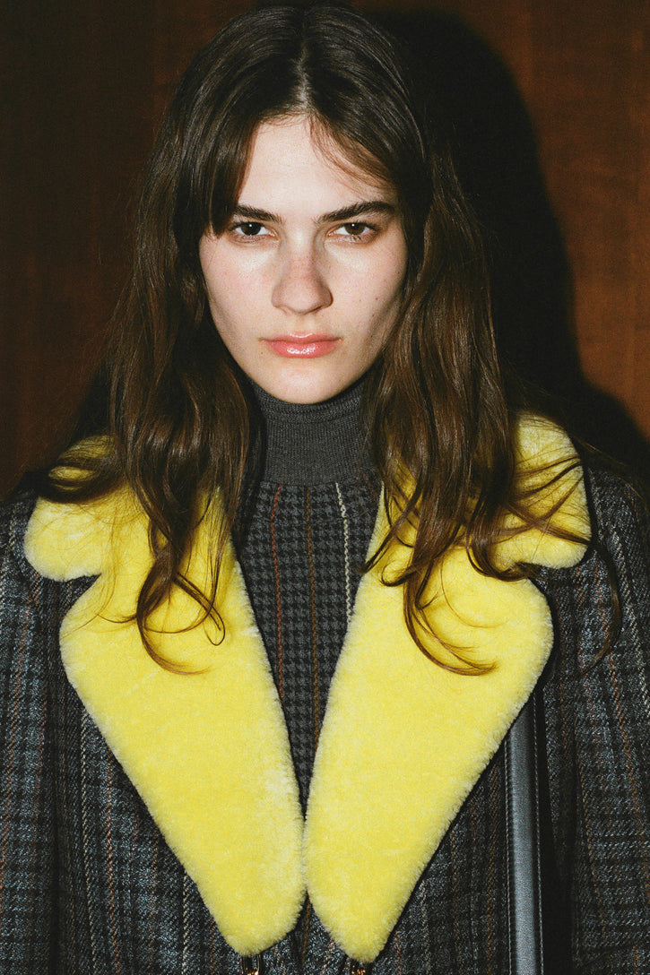 Demeter Coat Collar in Yellow Shearling