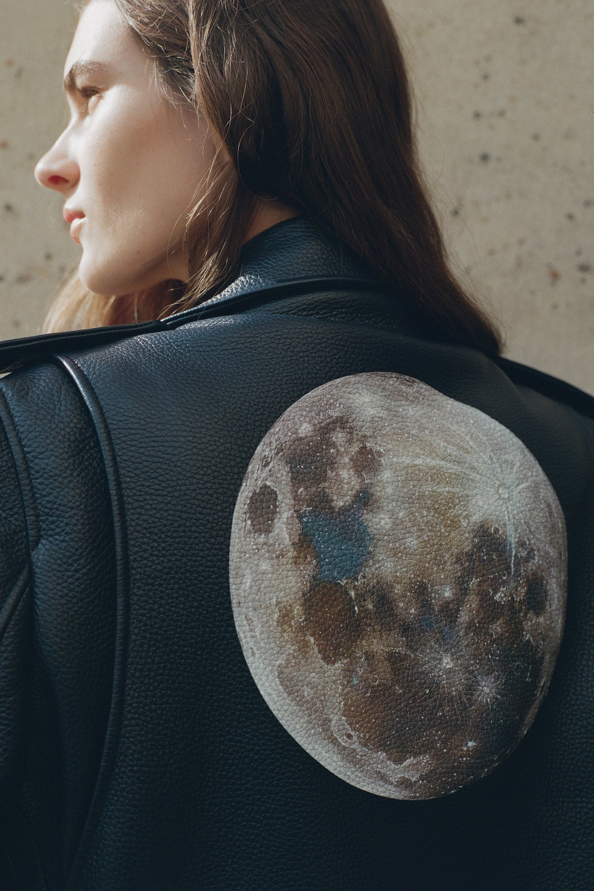 Anton Moon Biker Jacket in Dark Navy Textured Leather