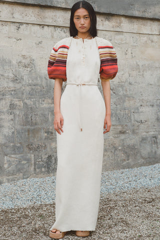 Ivory Nomo Dress with Hand-Crochet Puff Sleeves - Editorial Styled Look | Gabriela Hearst
