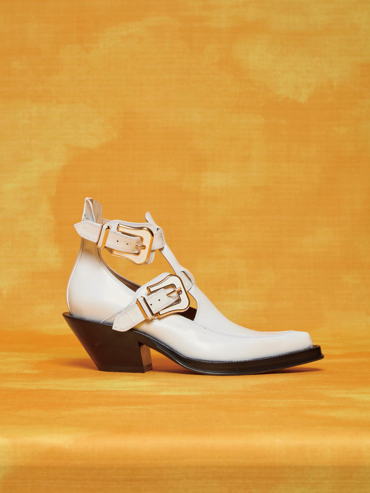 Castro Ankle Boot in Pearlized White Leather