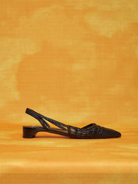 Perro Braided Slingback Shoe in Black Leather