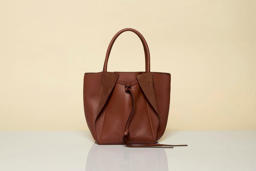 Small Marija Tote Bag in Cognac Nappa Leather