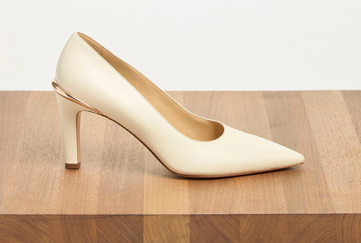 Edwina High Heel Stiletto Pump in Ivory Nappa Leather