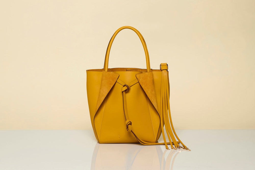 Small Marija Tote Bag in Golden Birch Nappa Leather