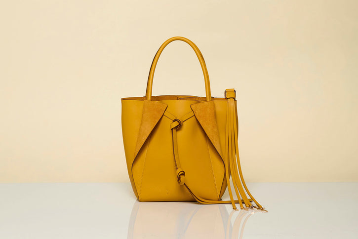 Small Marija Tote Bag in Golden Birch Nappa Leather