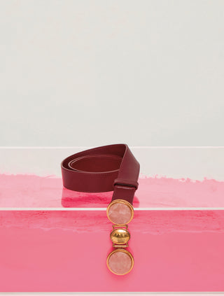 Bordeaux Calf Leather Belt - Styled Studio Shot | Gabriela Hearst